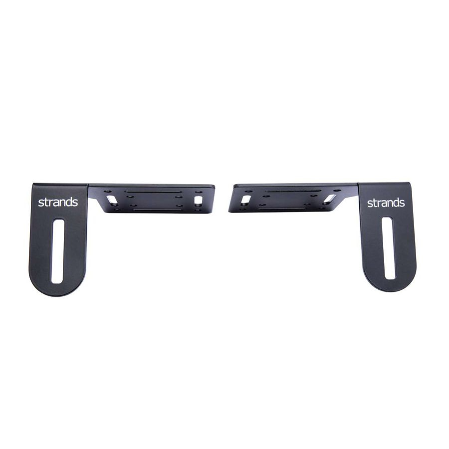 Fäste av metall för LED-ramp, svart, med hål för montering.