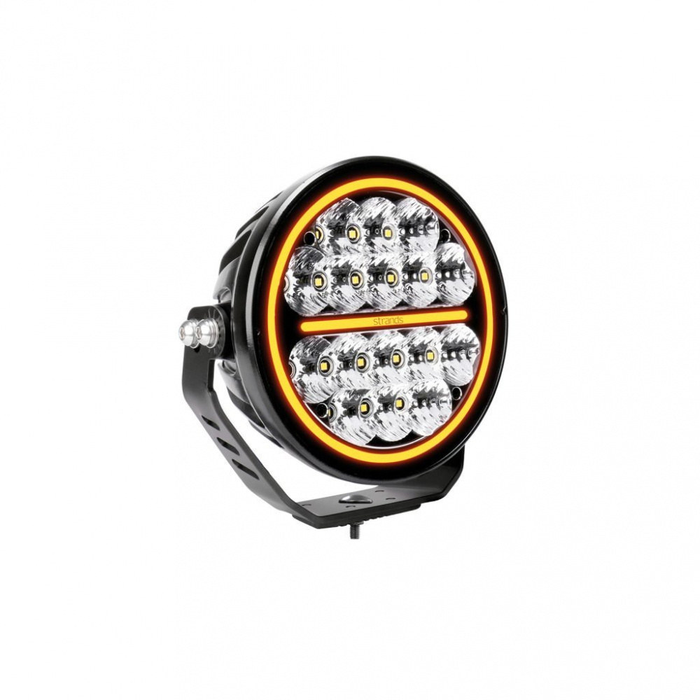 Extraljus med orange positionsljus, rund design och 18 cm diameter.