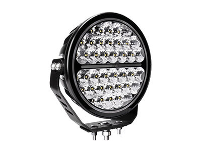 Rund extraljuskälla med 22 cm diameter och orange positionsljus.