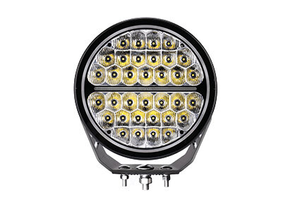 Extraljus med 45 LED-lampor, rund design, svart och orange.