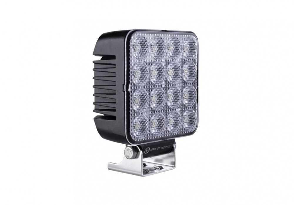 LED arbetsljus med 16 lampor, kompakt design och monteringsfäste.