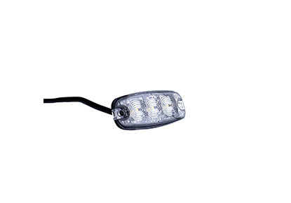 En LED-lampa med klar lins och fyra lysdioder.