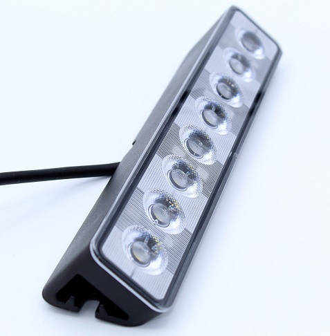 Back-/arbetsljus med 7 LED-lampor, vinklat hus, 48W.