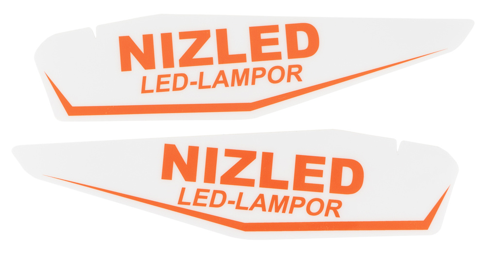 Klar vit dekal med orange text \