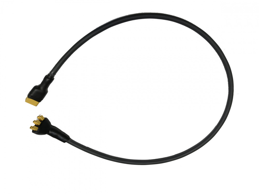 En svart förlängningskabel med E30/40F-lampkontakter, 70 cm lång.