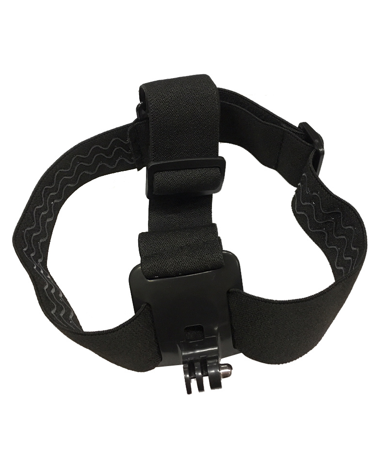 Svart pannband för GoPro med fäste för lampor.