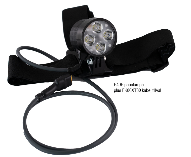 Lampfäste med pannband och kabel för E40F pannlampa.