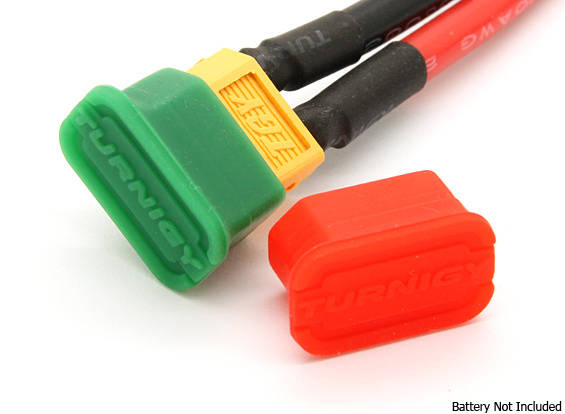 Strömkabelsats med kontakter för Enduro hoj, kabel i rött och skydd i grönt och rött.