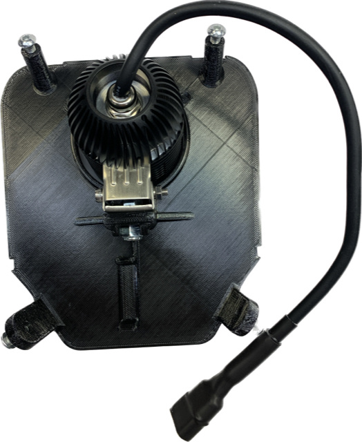 Lampfäste med LED-komponent, kabel och monteringspunkter för Husqvarna.