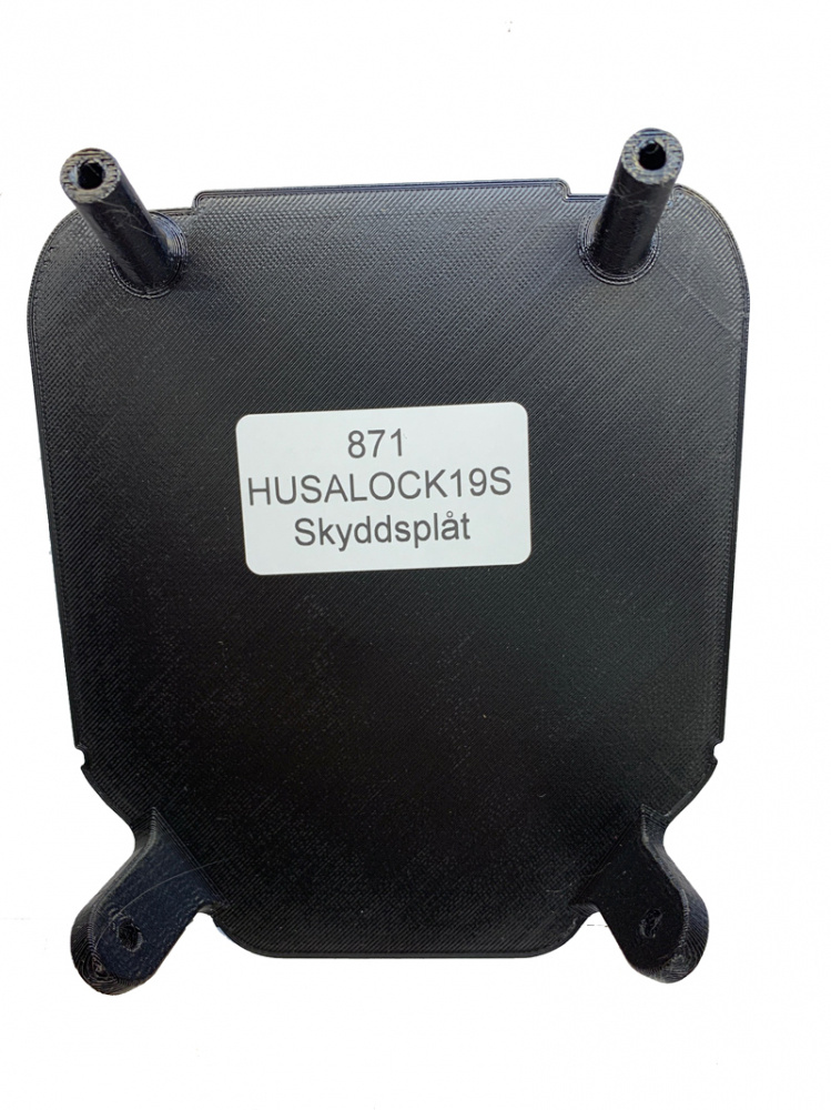 Skyddsplåt för lamphus, svart, med två fästen. Passar Husqvarna 2017-2019.