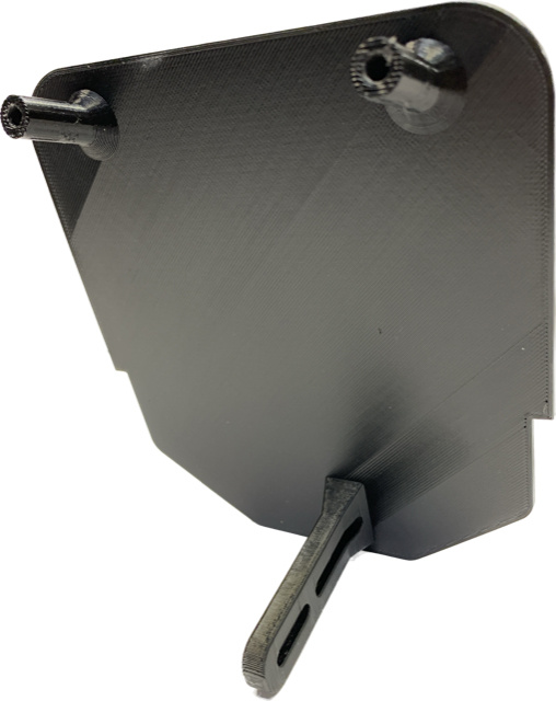 Skyddsplåt för lamphus i svart plast, med två anslutningar.