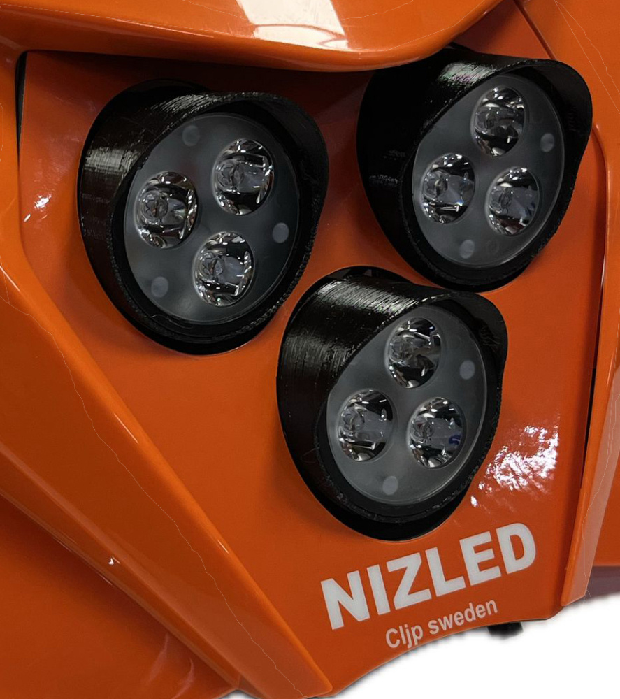 Trippellampfäste kallvit 90-110w KTM 2020-23, orange, 3xE306k NIZLED