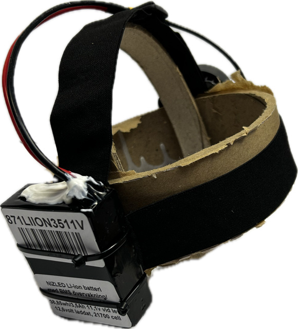 Pannbands-kit med batteri för LED-lampa, design för komfort och funktion.