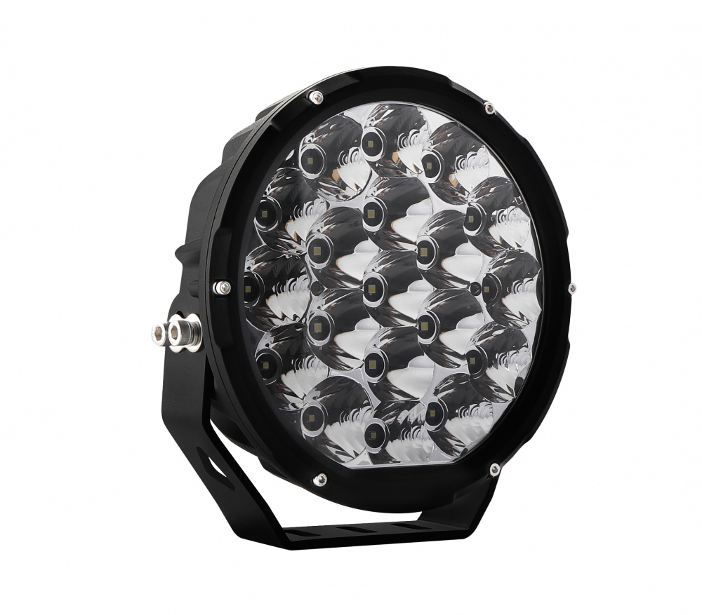 Rund extraljuslampa med 18 LED-dioder, 106W, svart ram.