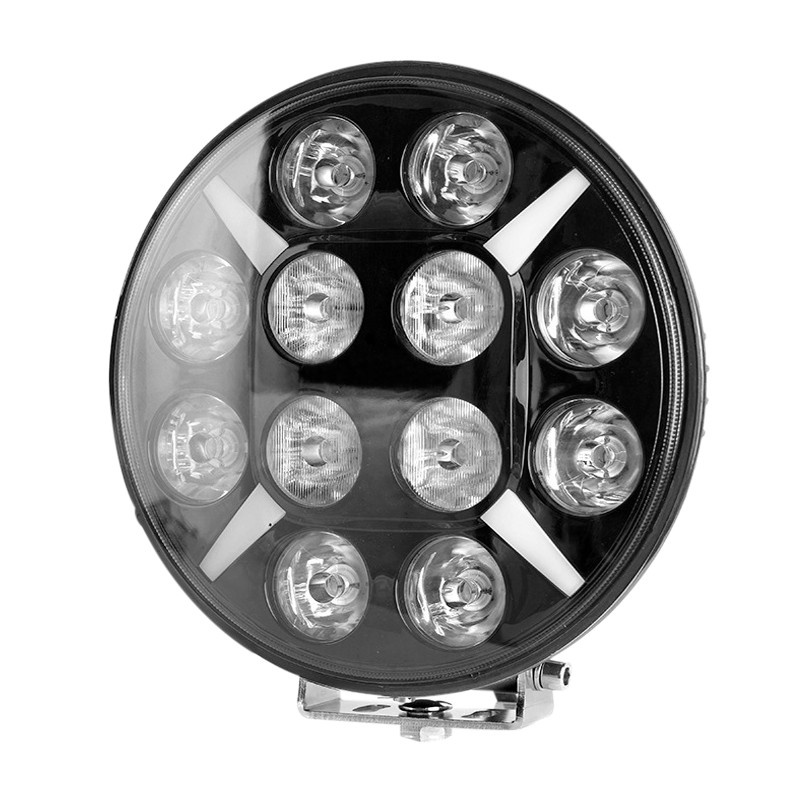 Runt extraljus med 12 LED-lampor och DRL, 120W, 22 cm diameter.
