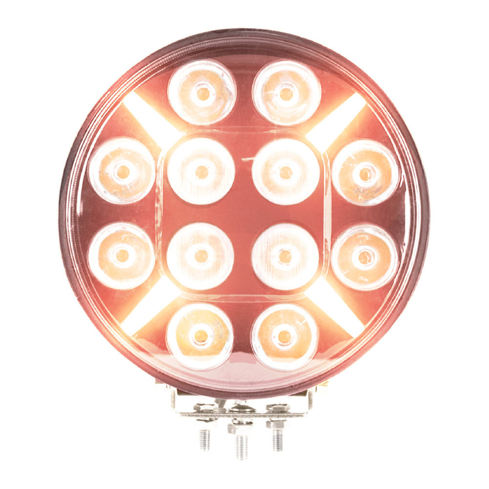 Rund extraljuslampa med DRL, 12 LED-lampor, 120W, 9 tum / 22 cm.