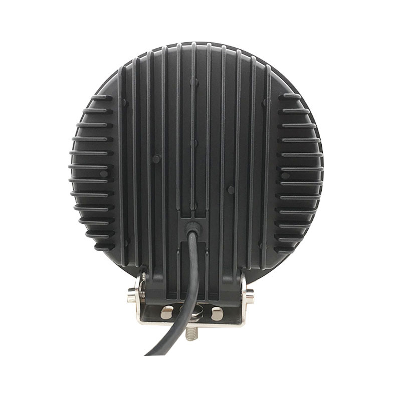 Rund extraljus med DRL, 120W, svart med kylflänsar och monteringsfäste.