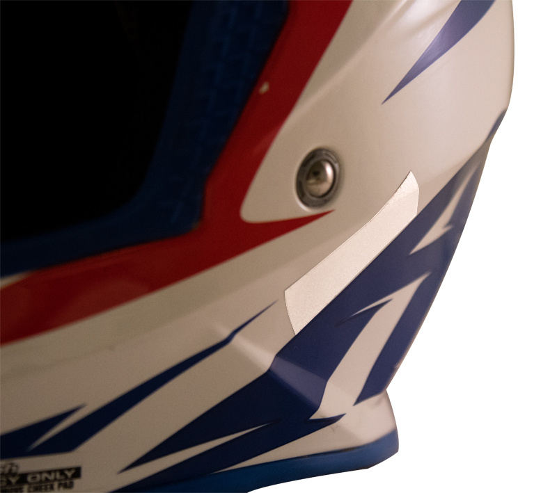 Klisterreflex i gult för hjälm, 4 stycken, mått ca 5x2 cm.