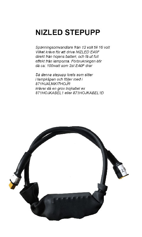 Beskrivning av produkt och installation för Nizled E40F lampkåpa.