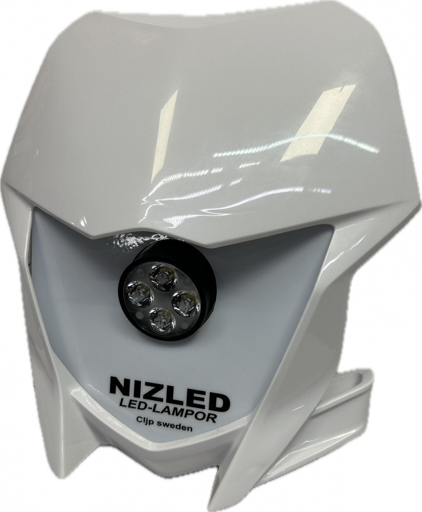 Lampkåpa för motorcykel, vit, med LED-lampor.