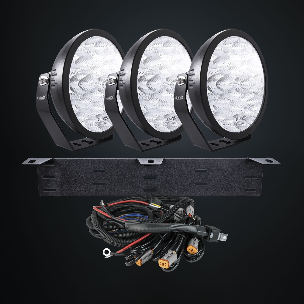 Strands Komplett Kit 3X Yukon 2 Extraljus Flood 9″ LED