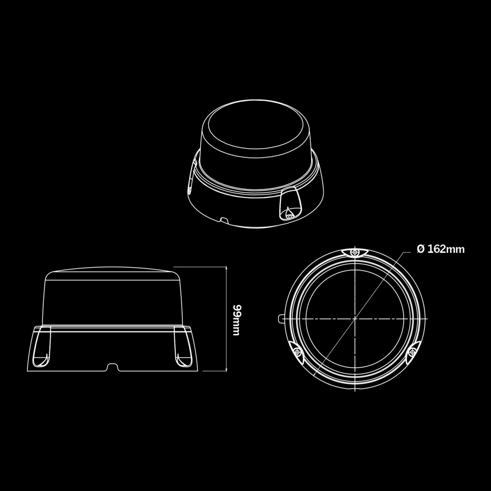 Strands Freedom Lighthouse XL Roterande Varningsljus Klar Lins