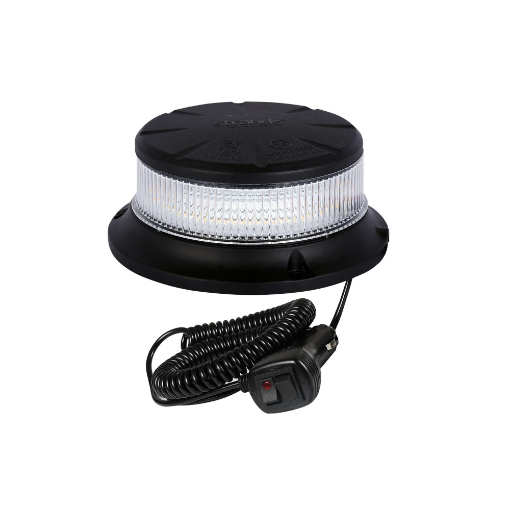 Strands Roterande Varningsljus Orange LED Magnet/Klar Lins