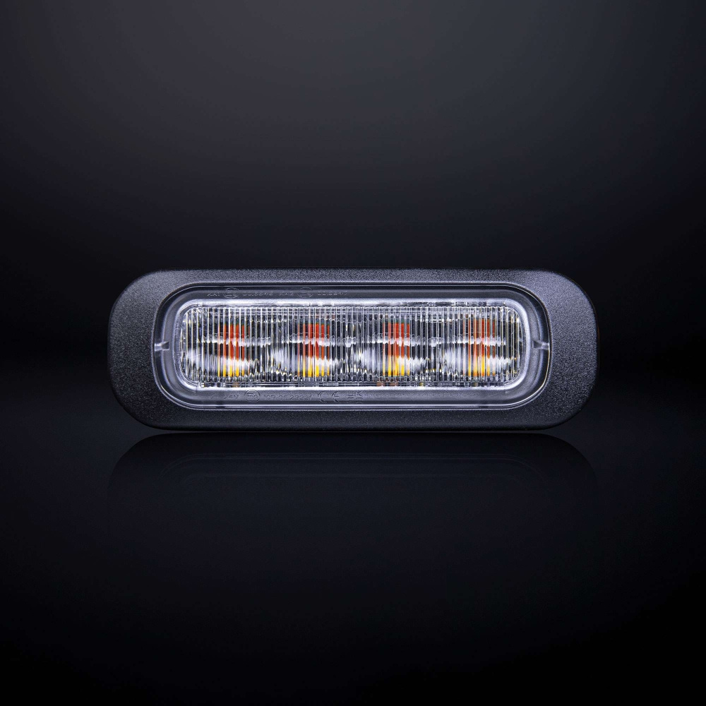 Strands Dark Knight Riktat Blixtljus Orange 4 LED Klart Lins