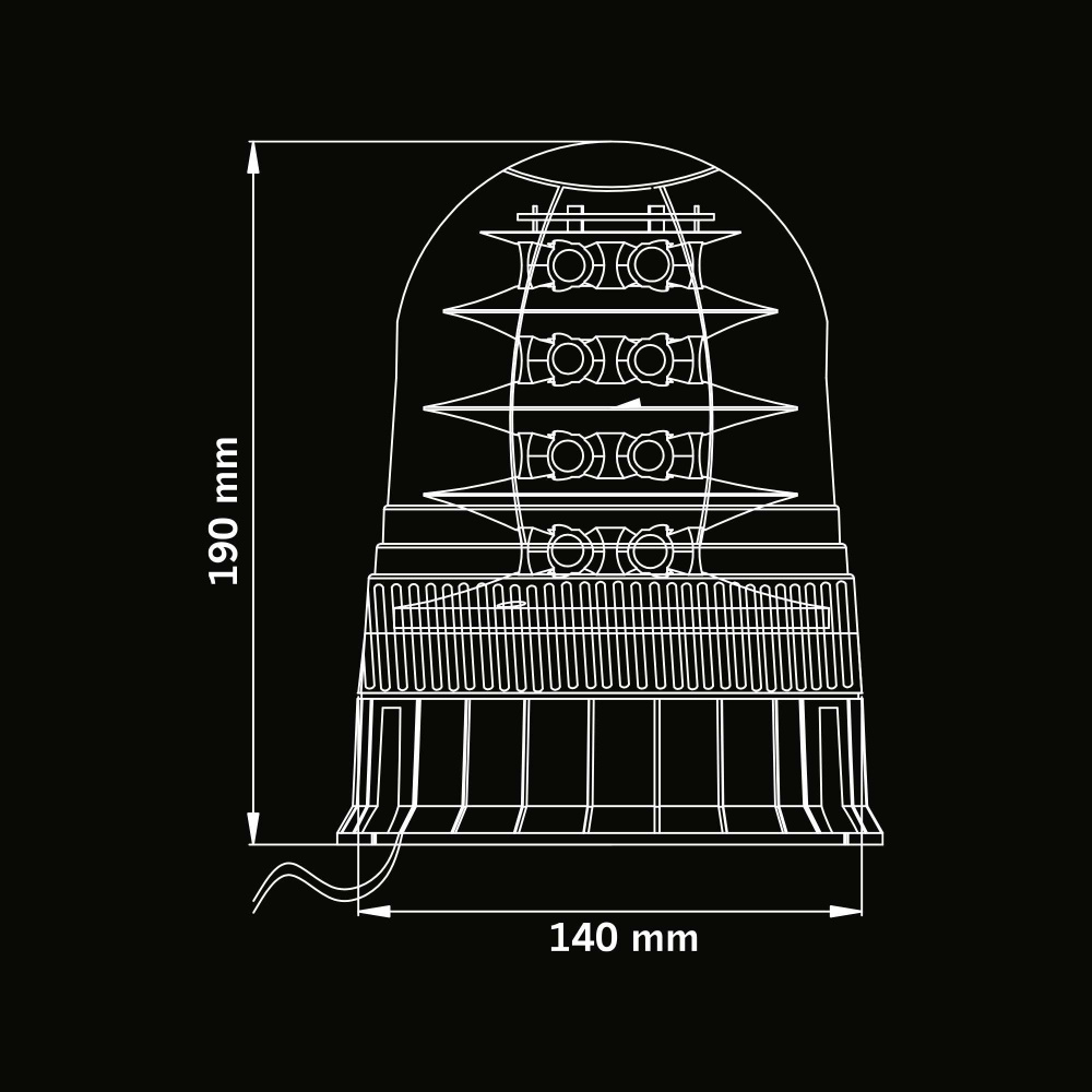 Strands Big Energy XL Roterande Varningsljus Orange Lins