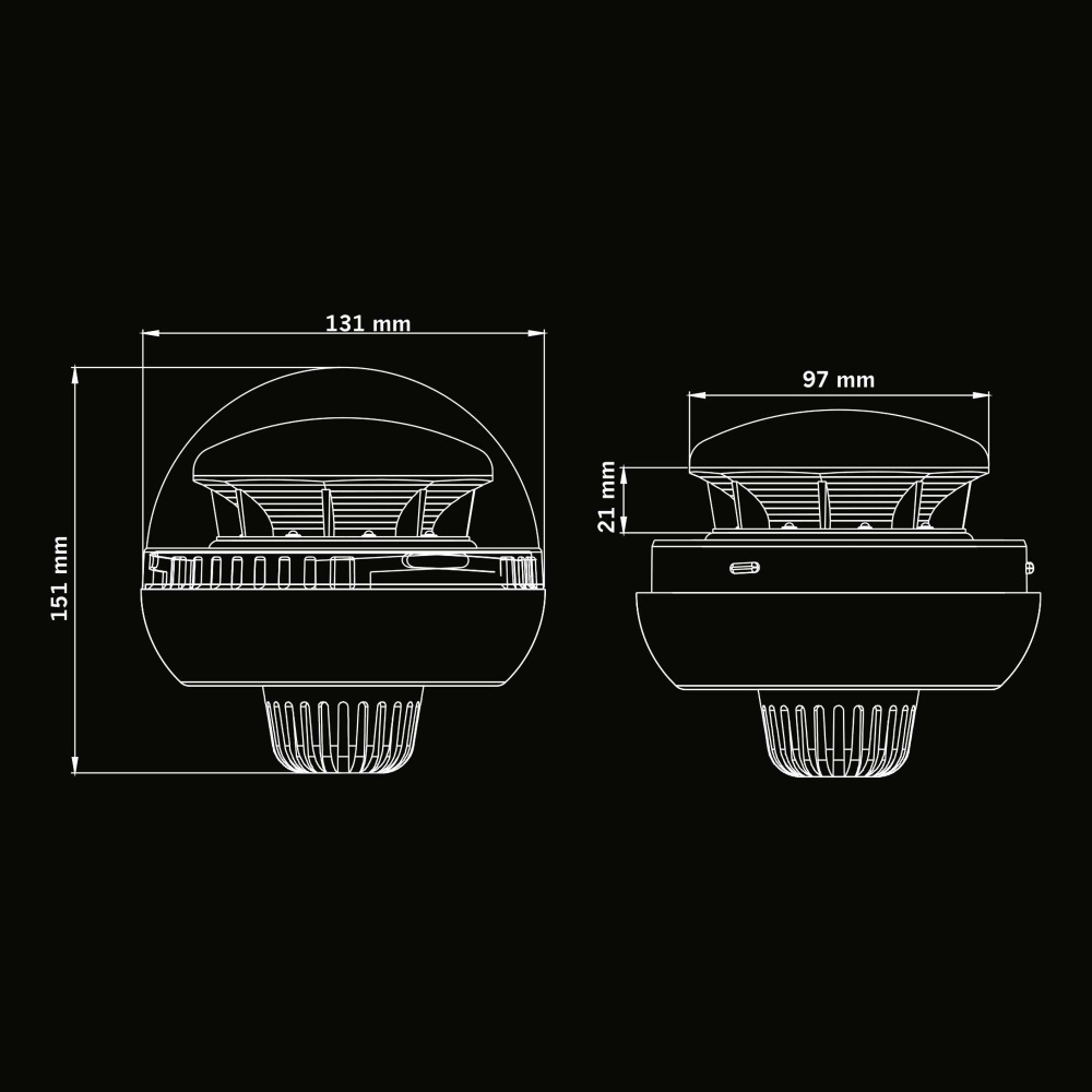 Strands Big Energy Roterande Varningsljus Orange Lins Stångmontage