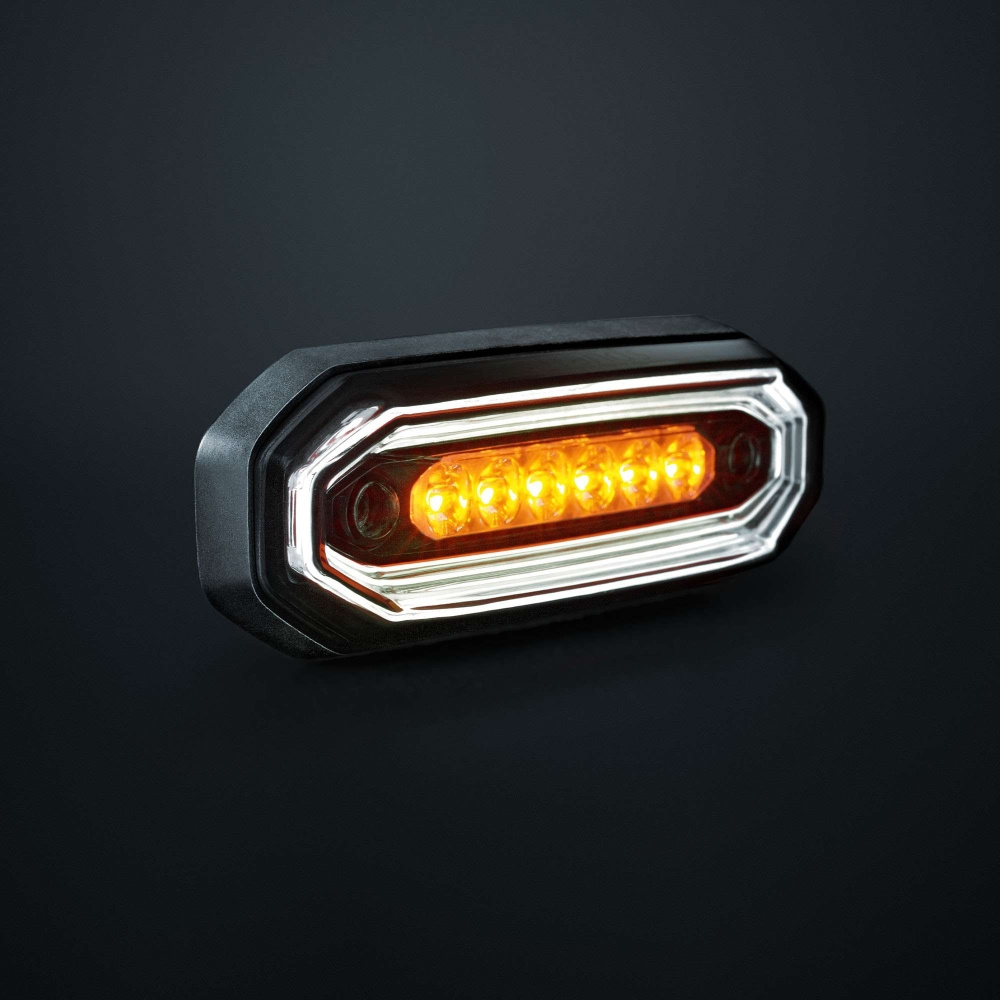 Strands FOR9T Aura varningsljus, 6 LED, vit/amber, mörk lins