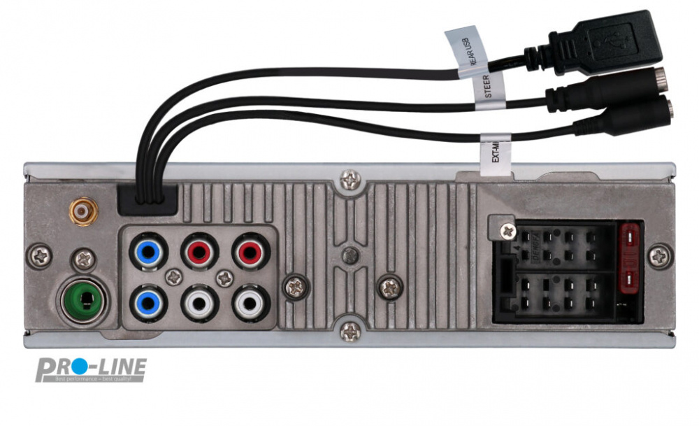 Baksidan av Blaupunkt Frankfurt RCM 82 DAB med anslutningar för ljud och ström.
