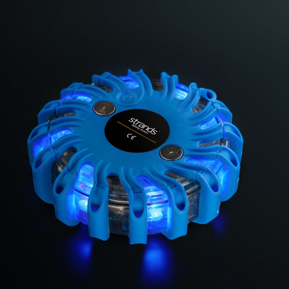 Strands Varnings/Riktat Blixtljus Pucken Blå LED