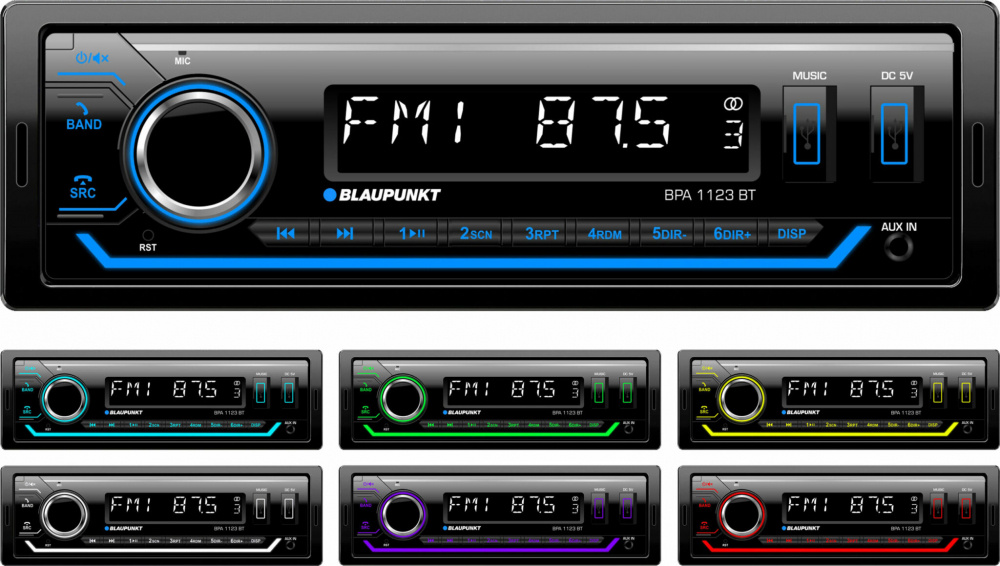 Blaupunkt BPA 1123 BT, bilstereo med Bluetooth & 3 par lågnivå, returexemplar