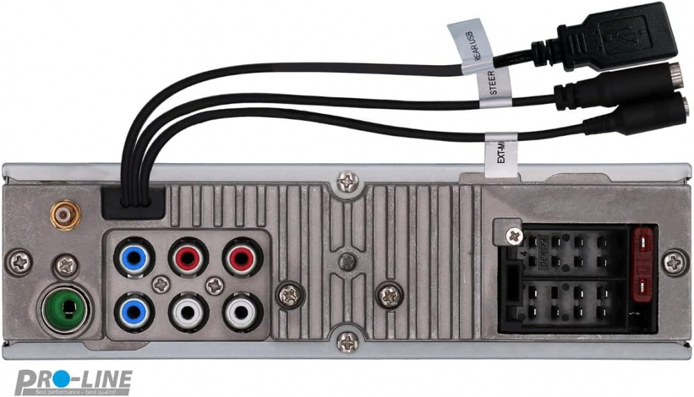 Baksidan av Blaupunkt Frankfurt RCM 82 DAB med anslutningar för ljud och ström.