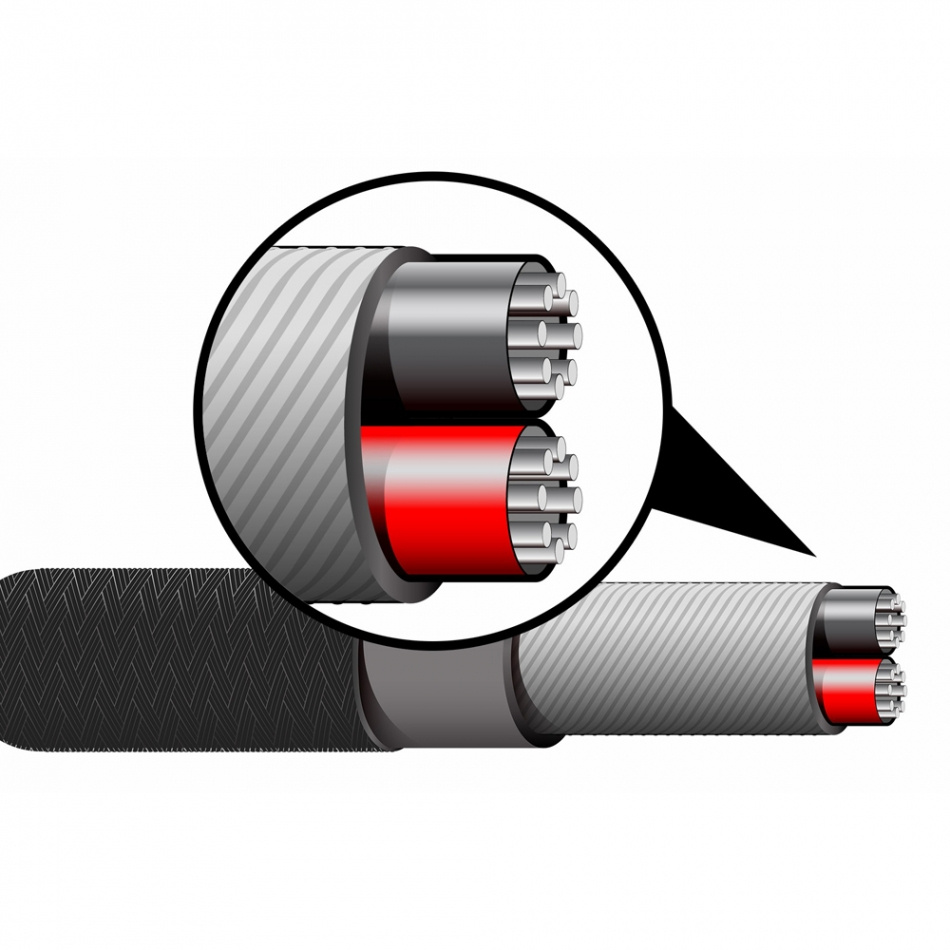 Visar en detaljerad illustration av en 4.4mm-XLR kabel med interna ledningar.
