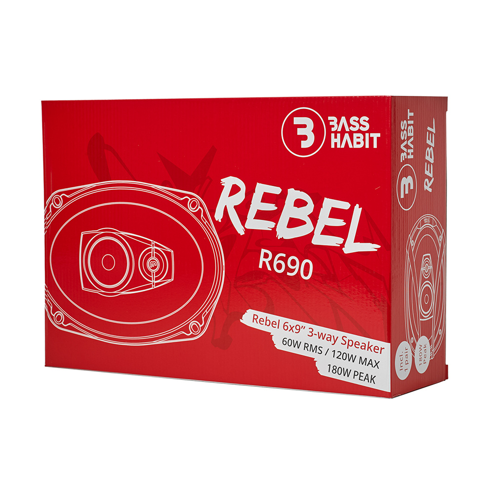 Bass Habit Rebel R690, prisvärda 6x9 tums koaxialhögtalare, returexemplar