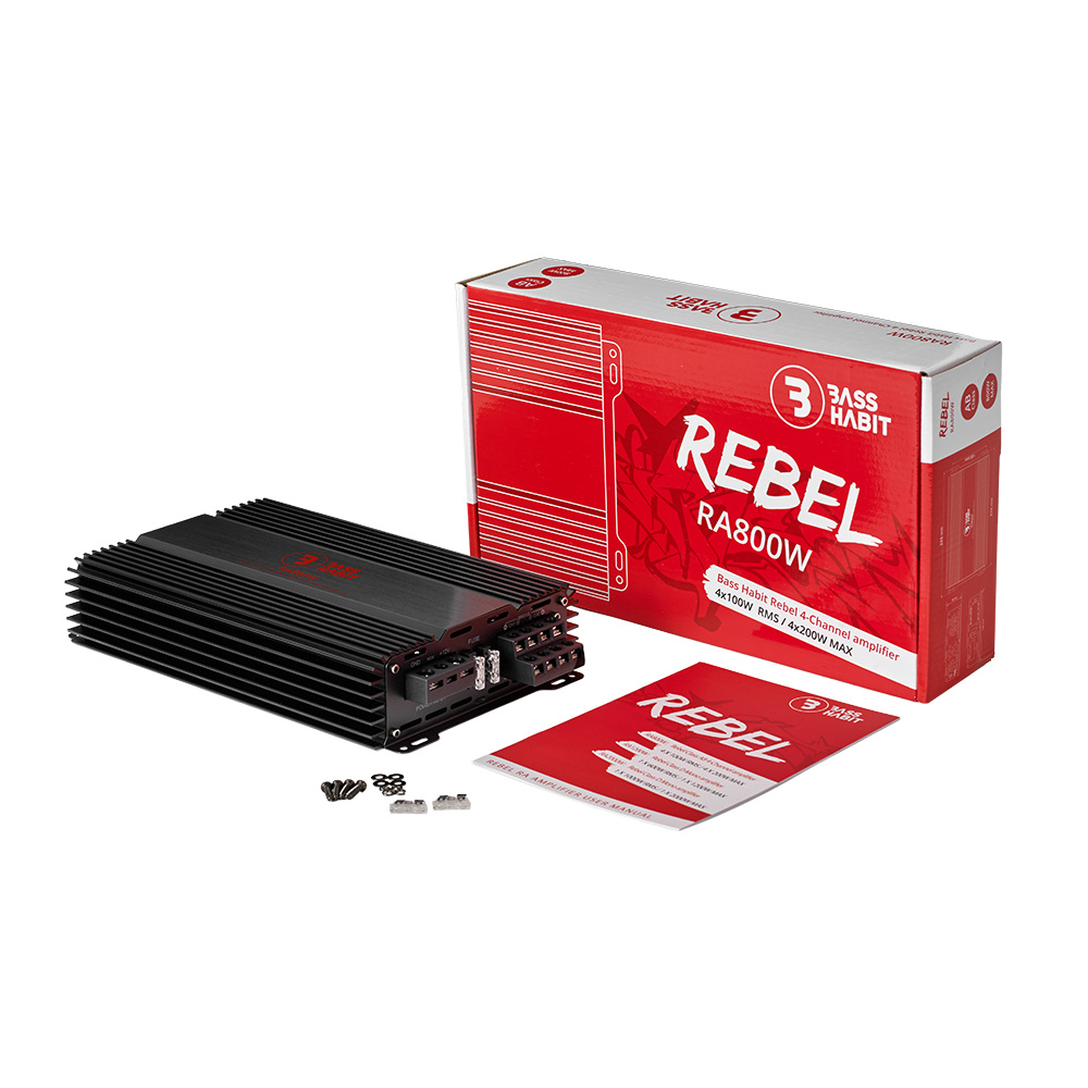Bass Habit Rebel RA800W, fyrkanaligt slutsteg, returexemplar