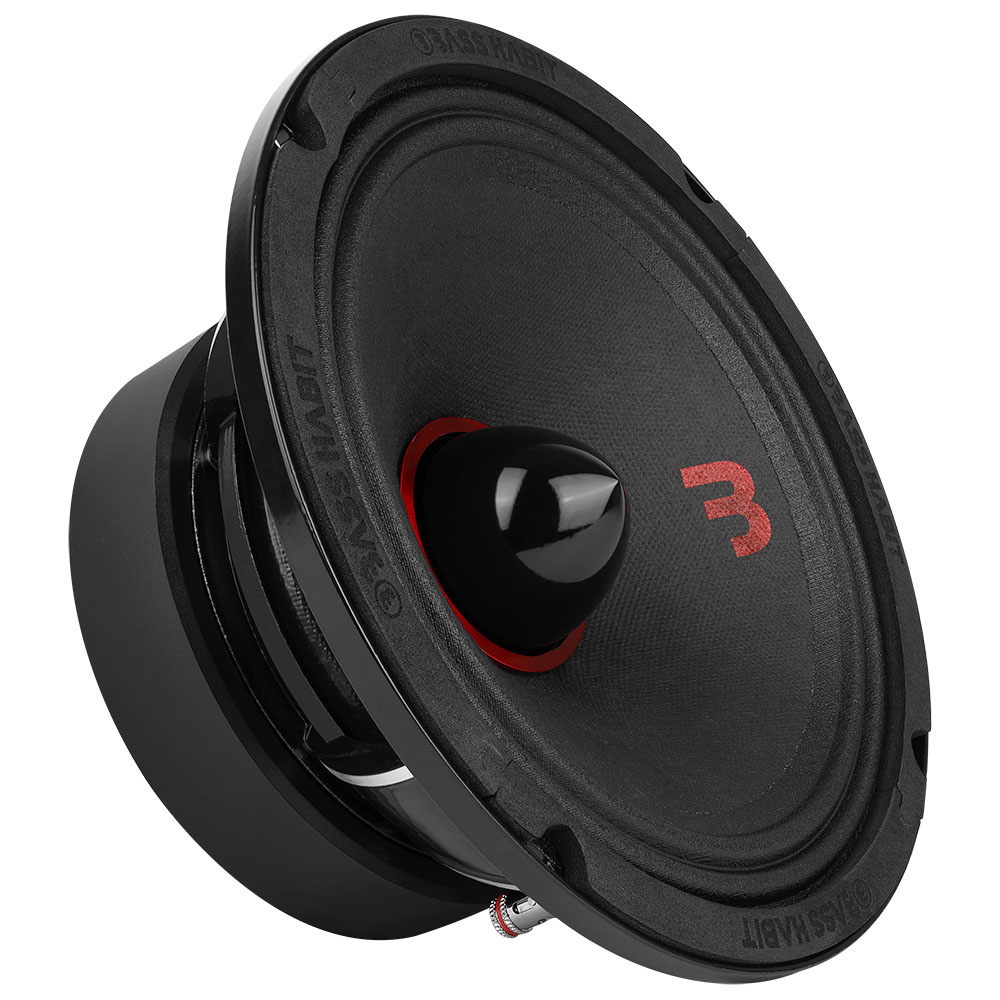 En 8-tums midbas med robust konstruktion och svart finish.