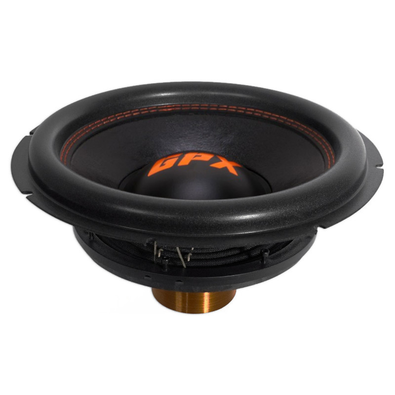 Högtalare med svart membran och orange logotyp, designad för GAS GPX12D1.