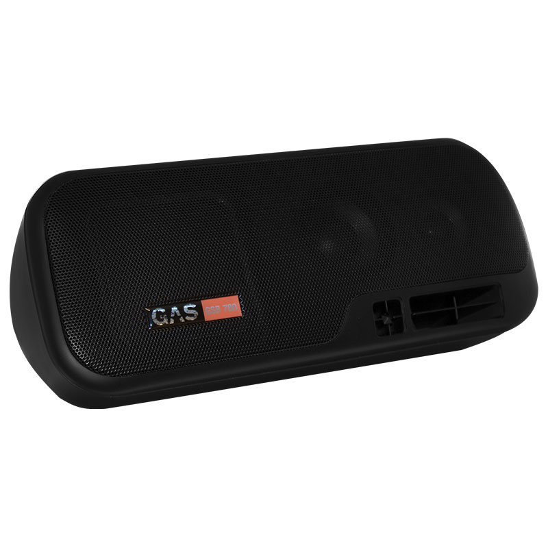 Lådhögtalare med svart nätpanel och två högtalarelement.