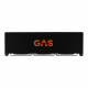 GAS MAD B1-310, 3x10 tum baslåda En svart baslåda med tre 10-tums högtalare och orange logotyp.