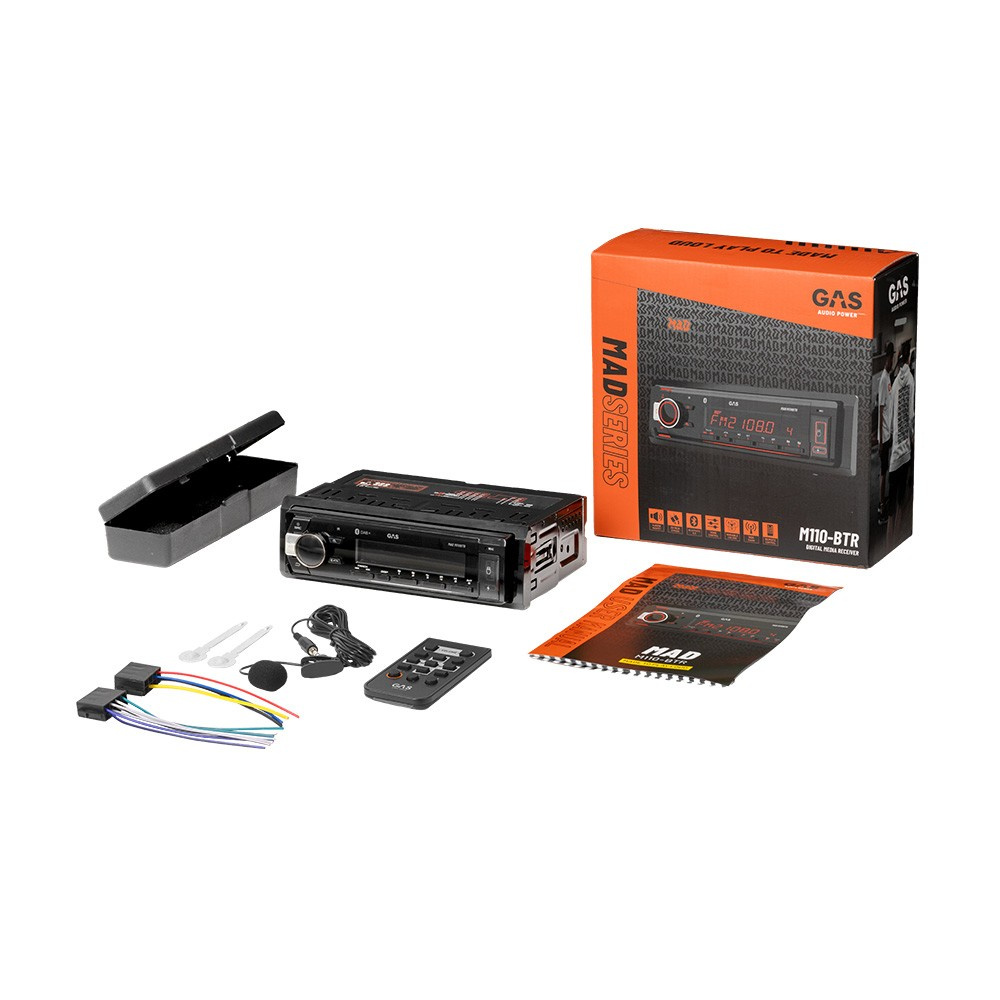 GAS MAD M110-BTR, bilstereo med Bluetooth 5.3, AUX, USB-C & 2 par lågnivå, returexemplar
