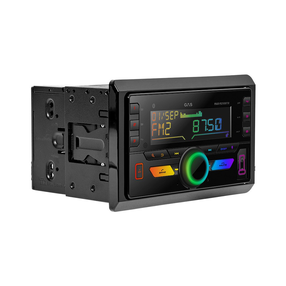 GAS MAD M210-BTR, 2-DIN bilstereo med Bluetooth och 2 par lågnivå