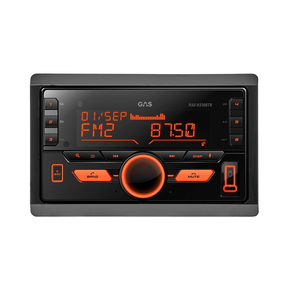 GAS MAD M210-BTR, 2-DIN bilstereo med Bluetooth och 2 par lågnivå