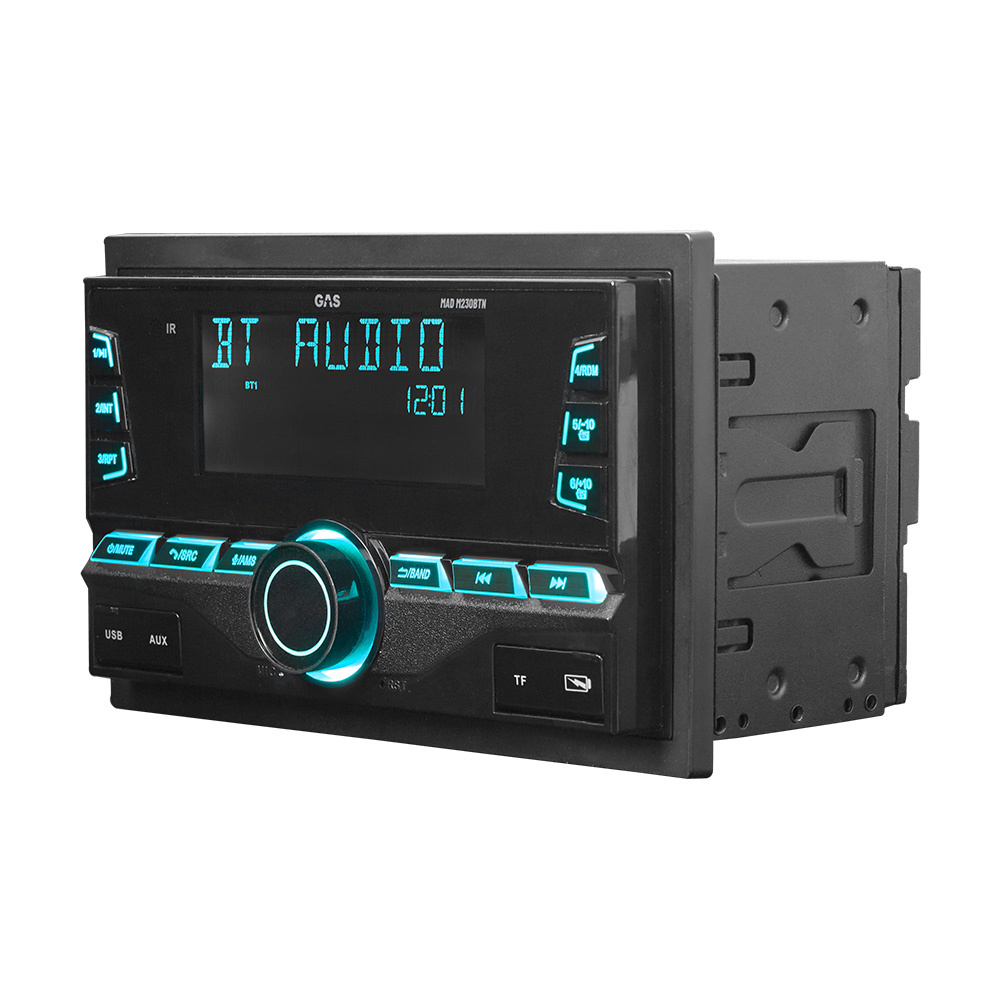 Dubbel-DIN bilstereo med Bluetooth, DSP och lågnivåutgångar.