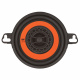 GAS MAD X2-34, 3.5 tums koaxialhögtalare En svart och orange koaxialhögtalare med rund design.