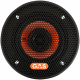 GAS MAD X2-44, 4 tums koaxialhögtalare Svart koaxialhögtalare med en orange mittdel och metallgaller.