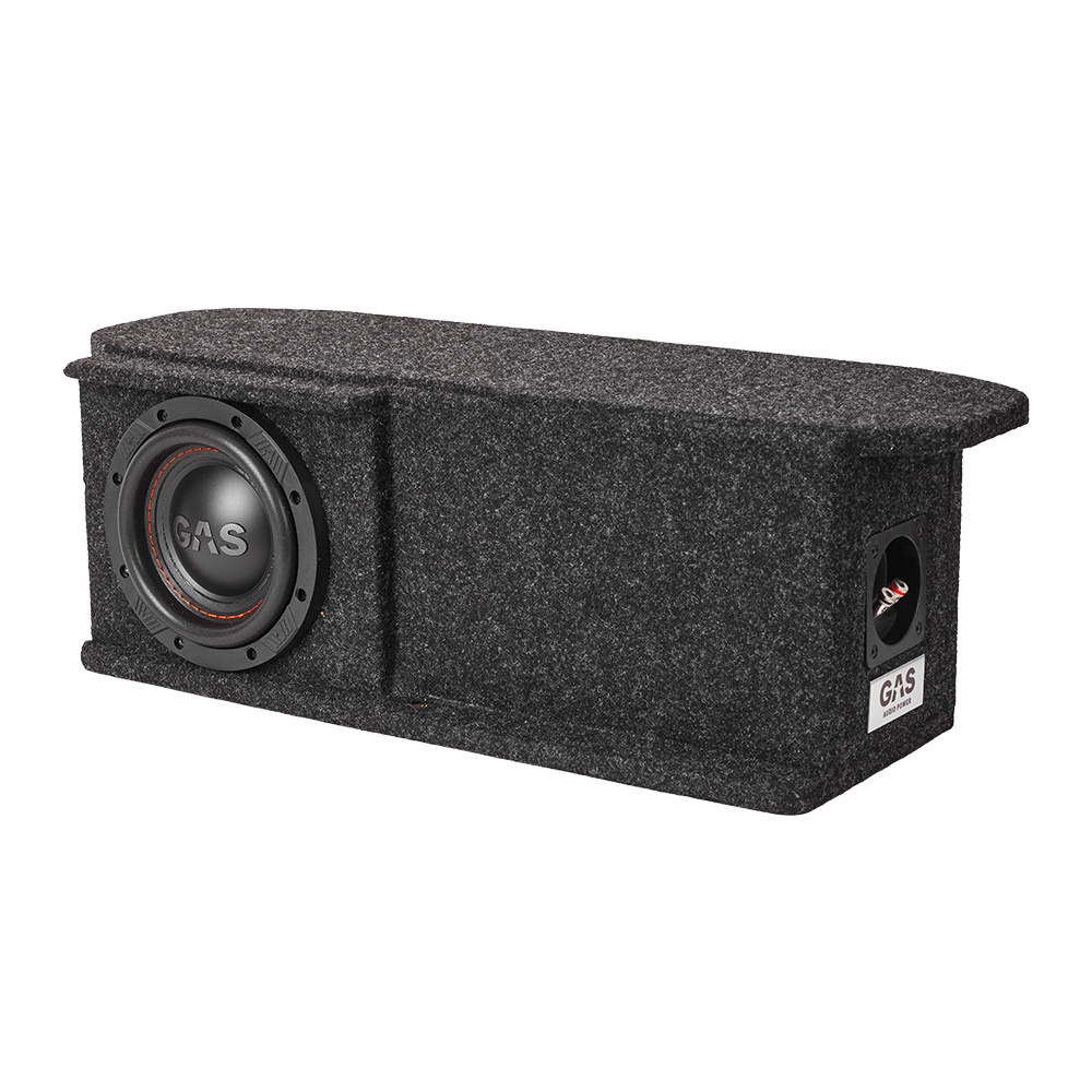 Svart baslåda med GAS-logga och en 6.5 tum subwoofer.