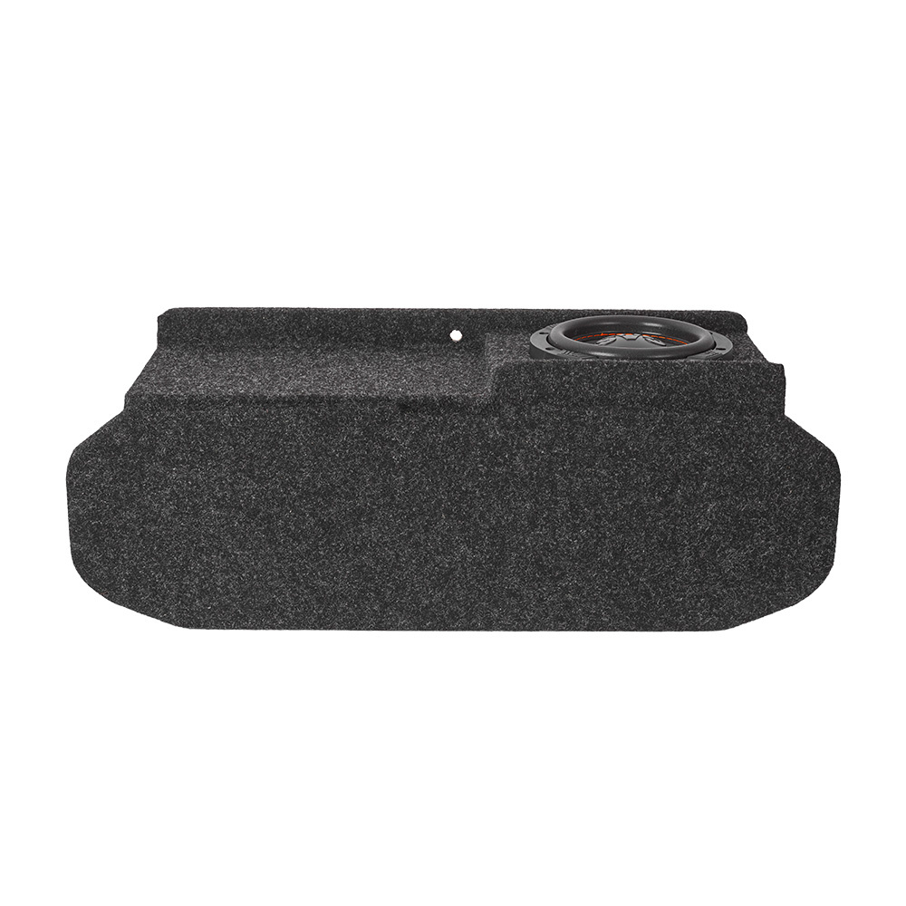 En svart baslåda designad för VW/Audi/Skoda med en synlig högtalare.